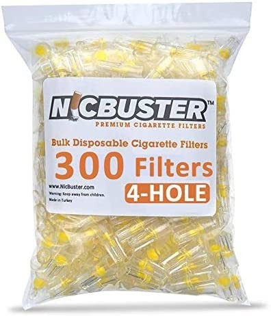 NICBUSTER 4 Hole Disposable Cigarette Filters - Bulk Economy Pack (300 Filters)