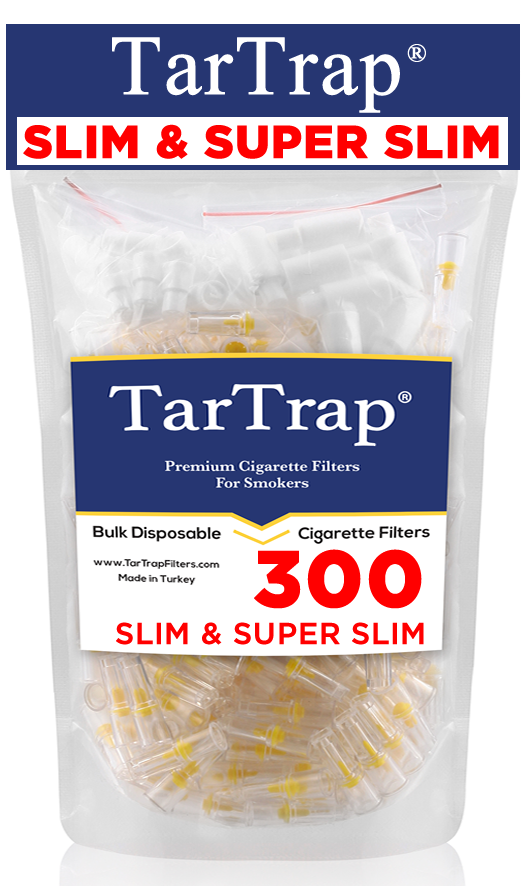 TarTrap Slim & SuperSlim Cigarette Filters - Bulk Pack (300 Per Pack)