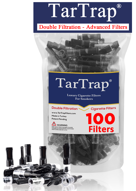 TarTrap Duo Double Filtration Cigarette Filters Next-Generation (100 Filters - Black)