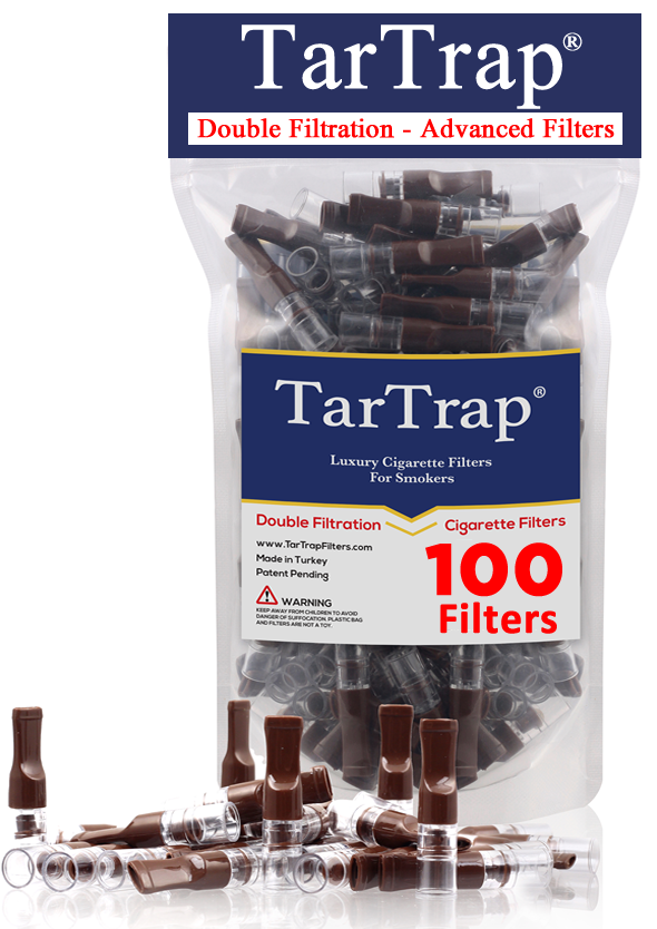 TarTrap Duo Double Filtration Cigarette Filters Next-Generation (100 Filters - Brown)
